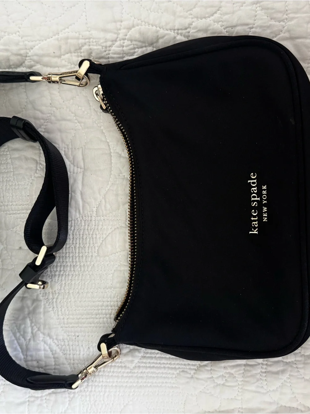 kate spade Black Nylon Crossbody with Gold Hardware